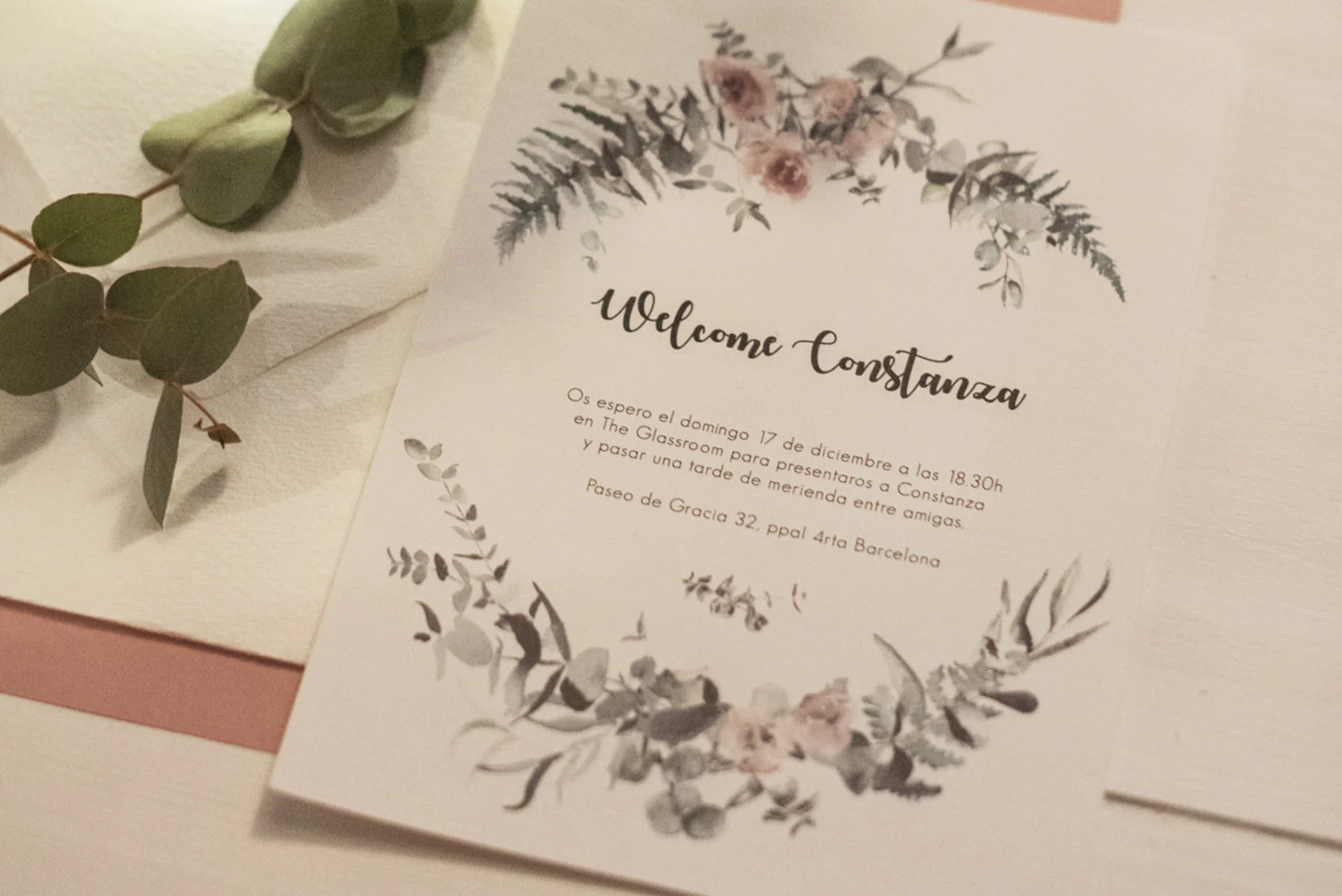 Plantilla De Tarjetas De Invitación De Boda Con Eucalipto En Acuarela