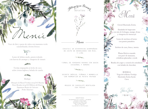 menu for wedding